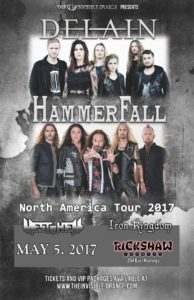 Delain & Hammerfall co-headlining tour 2017 - May 5 at Rickshaw @ Rickshaw Theatre |  |  | 